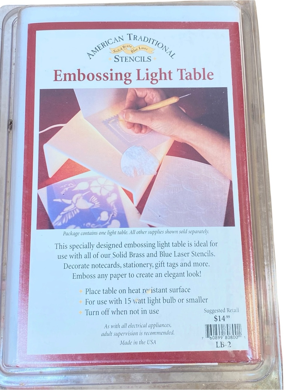 American Traditional Stencils Embossing Light Table New Never Opened